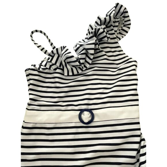 Janie and Jack Size 12 Striped One Shoulder Swimsuit One Piece Bathing Suit NWT - Picture 2 of 4